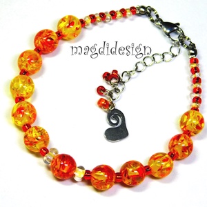 Tüzes napsúgár gyöngyékszer karkötő, Ékszer, Ékszerszett, Ékszerkészítés, Gyöngyfűzés, gyöngyhímzés, MESKA