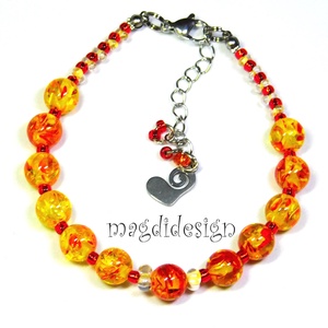 Tüzes napsúgár gyöngyékszer karkötő - ékszer - ékszerszett - Meska.hu