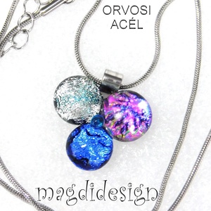 Dichroic bogyós színtrió üvegékszer nyaklánc 1, Ékszer, Nyaklánc, Medálos nyaklánc, Ékszerkészítés, Üvegművészet, MESKA