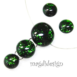 Zöld aventurin csillogás üvegékszer szett, nyaklánc, stiftes fülbevaló - ékszer - ékszerszett - Meska.hu