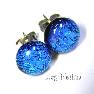 ORVOSI ACÉL. Kék szikrázás üvegékszer pötty  fülbevaló  - ékszer - fülbevaló - pötty fülbevaló - Meska.hu