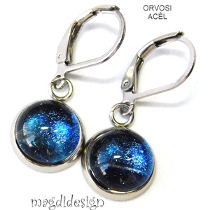 Esőcsepp üvegékszer, kapcsos lógó fülbevaló - Meska.hu