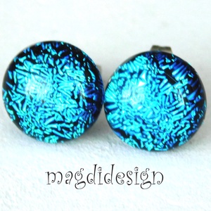 NEMESACÉL! Kék szikrázás üvegékszer pötty fülbevaló  - ékszer - fülbevaló - pötty fülbevaló - Meska.hu