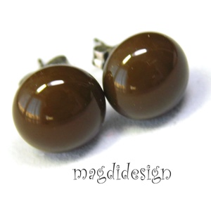 NEMESACÉL! Cillámos kék csokoládébarna üvegékszer pötty fülbevaló  2 pár - ékszer - fülbevaló - pötty fülbevaló - Meska.hu