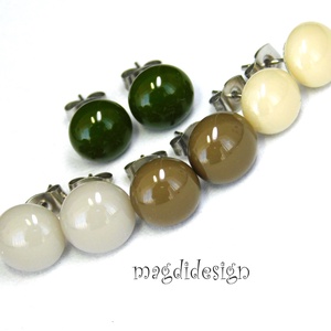 NEMESACÉL!  Pasztellek 4 pár üveg fülbevaló csomagban  - ékszer - fülbevaló - pötty fülbevaló - Meska.hu