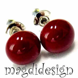 NEMESACÉL!  Meggybordó üvegékszer stiftes fülbevaló , Ékszer, Fülbevaló, Pötty fülbevaló, Ékszerkészítés, Üvegművészet, MESKA