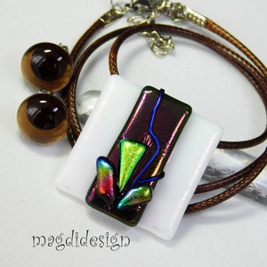 Exkluzív kék-fehér kontraszt üvegékszer szett nyaklánc gyűrű fülbevaló - ékszer - ékszerszett - Meska.hu