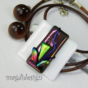 Exkluzív kék-fehér kontraszt üvegékszer szett nyaklánc fülbevaló - ékszer - ékszerszett - Meska.hu