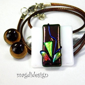 Exkluzív barna-fehér kontraszt üvegékszer szett nyaklánc fülbevaló, Ékszer, Ékszerszett, Ékszerkészítés, Üvegművészet, MESKA