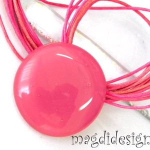 MAXI Mályvás rózsaszín üvegékszer kapcsos fülbevaló  - ékszer - fülbevaló - lógós kerek fülbevaló - Meska.hu