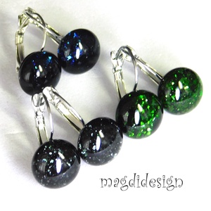 EREDETI Kék, zöld, fekete aventurin üvegékszer, 3 pár, kapcsos fülbevaló, Ékszer, Fülbevaló, Lógó fülbevaló, Ékszerkészítés, Üvegművészet, MESKA