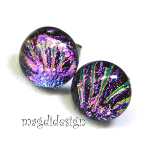 NEMESACÉL! Pinkes tűzijáték dichroic üvegékszer fülbevaló - ékszer - fülbevaló - pötty fülbevaló - Meska.hu