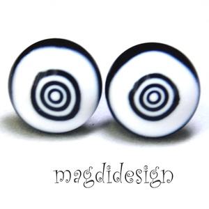 Körbe-kör üvegékszer fekete-fehér pötty fülbevaló 1, Ékszer, Fülbevaló, Pötty fülbevaló, Ékszerkészítés, Üvegművészet, MESKA