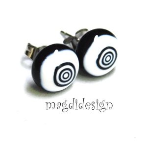Körbe-kör üvegékszer fekete-fehér pötty fülbevaló 1 - ékszer - fülbevaló - pötty fülbevaló - Meska.hu