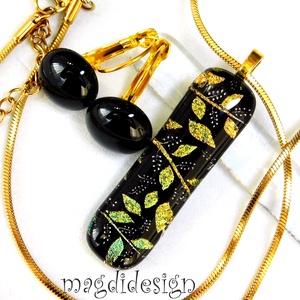 Rügyező ágak üvegékszer szett nyaklánc kapcsos fülbevaló - Valentin napra, Anyák napjára, Nőnapra - ékszer - ékszerszett - Meska.hu