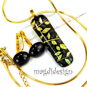 Rügyező ágak üvegékszer szett nyaklánc kapcsos fülbevaló - Valentin napra, Anyák napjára, Nőnapra - ékszer - ékszerszett - Meska.hu