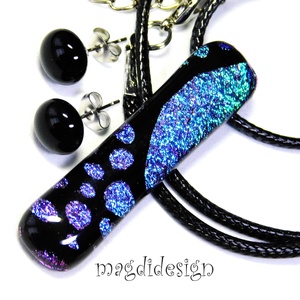 Univerzum kék-fekete üvegékszer nyaklánc - ékszer - nyaklánc - medálos nyaklánc - Meska.hu