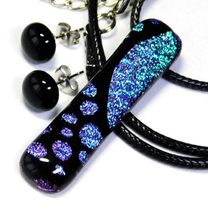 Univerzum kék-fekete üvegékszer szett, nyaklánc, pötty fülbevaló - ékszer - ékszerszett - Meska.hu