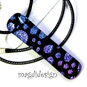 Univerzum kék-fekete üvegékszer nyaklánc - ékszer - nyaklánc - medálos nyaklánc - Meska.hu