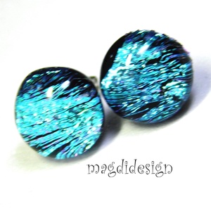 ORVOSI ACÉL!  Kék szikrázás üvegékszer pötty  fülbevaló  - ékszer - fülbevaló - pötty fülbevaló - Meska.hu