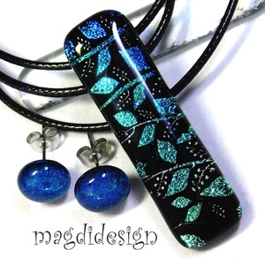 Rügyező ágak üvegékszer szett nyaklánc stiftes fülbevaló - Valentin napra, Anyák napjára, Nőnapra - Meska.hu