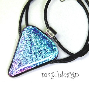 Kristályos, színjátszó kék üvegékszer nyaklánc, Ékszer, Nyaklánc, Medálos nyaklánc, Ékszerkészítés, Üvegművészet, MESKA