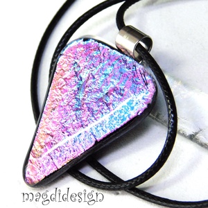 Kristályos, színjátszó kék üvegékszer nyaklánc - ékszer - nyaklánc - medálos nyaklánc - Meska.hu