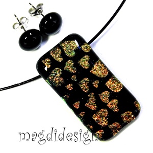 Csillogó rany szívek üvegékszer szett nyaklánc, fülbevaló - Valentin napra, Anyák napjára, Nőnapra - ékszer - ékszerszett - Meska.hu