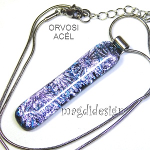 Ezüst aqua szikrázás üvegékszer nyaklánc - ékszer - nyaklánc - medálos nyaklánc - Meska.hu