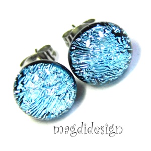 ORVOSI ACÉL! Ezüst csillogás üvegékszer pötty fülbevaló  - ékszer - fülbevaló - pötty fülbevaló - Meska.hu