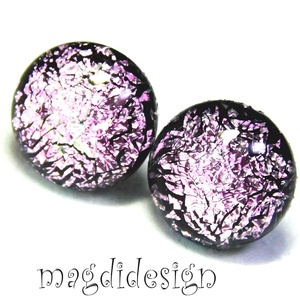 NEMESACÉL! Rózsaszín csillogás üvegékszer stiftes fülbevaló 1, Ékszer, Fülbevaló, Pötty fülbevaló, Ékszerkészítés, Üvegművészet, MESKA