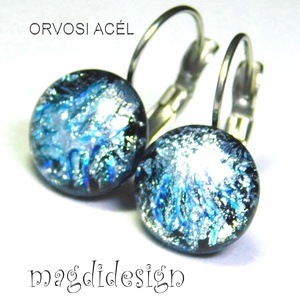 Ezüst tűzijáték dichroic üvegékszer kapcsos fülbevaló 1 - Meska.hu