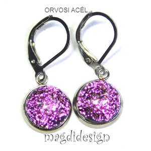 Szikrázó rózsaszín dichroic üvegékszer lógós fülbevaló - ékszer - fülbevaló - lógó fülbevaló - Meska.hu