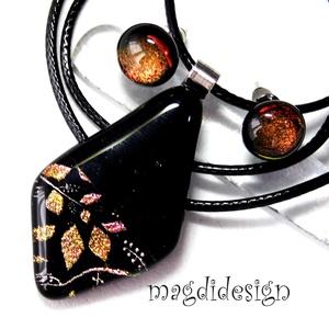 Rügyező ág üvegékszer szett nyaklánc stiftes fülbevaló - Valentin napra, Anyák napjára, Nőnapra - Meska.hu