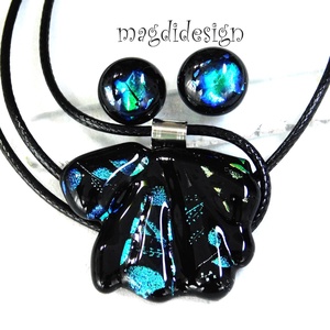 Rügyező ágak üvegékszer szett nyaklánc stiftes fülbevaló 1 - Valentin napra, Anyák napjára, Nőnapra - ékszer - ékszerszett - Meska.hu