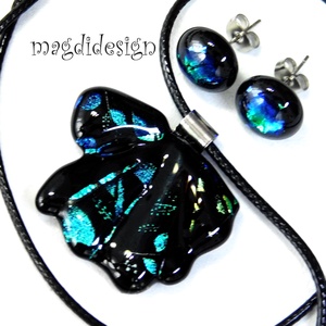 Rügyező ágak üvegékszer szett nyaklánc stiftes fülbevaló 1 - Valentin napra, Anyák napjára, Nőnapra - ékszer - ékszerszett - Meska.hu