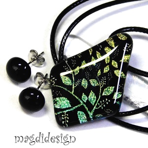 Rügyező ágak üvegékszer szett nyaklánc stiftes fülbevaló 2- Valentin napra, Anyák napjára, Nőnapra - ékszer - ékszerszett - Meska.hu