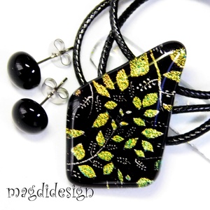 Rügyező ágak üvegékszer szett nyaklánc stiftes fülbevaló 2- Valentin napra, Anyák napjára, Nőnapra - Meska.hu