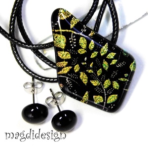 Rügyező ágak üvegékszer szett nyaklánc stiftes fülbevaló 2- Valentin napra, Anyák napjára, Nőnapra - ékszer - ékszerszett - Meska.hu