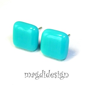 Türkiz üvegékszer stiftes fülbevaló  - Meska.hu