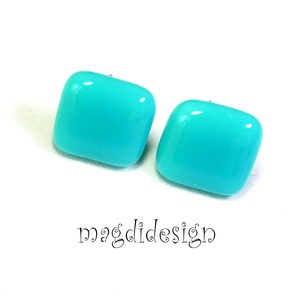 Türkiz üvegékszer stiftes fülbevaló  - ékszer - fülbevaló - pötty fülbevaló - Meska.hu