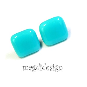 Türkiz üvegékszer stiftes fülbevaló  - ékszer - fülbevaló - pötty fülbevaló - Meska.hu