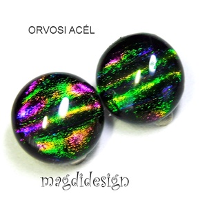 Csillogó csíkok üvegékszer fülklipsz ORVOSI ACÉL - Meska.hu