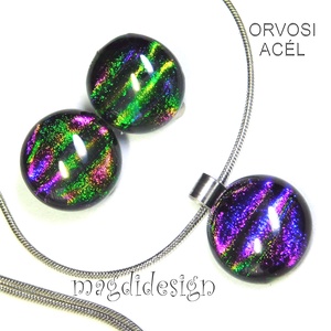 Csillogó csíkok üvegékszer fülklipsz ORVOSI ACÉL - ékszer - fülbevaló - klipsz - Meska.hu