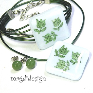 Tulipánkert üvegékszer szett nyaklánc, karkötő, stiftes fülbevaló  - Meska.hu