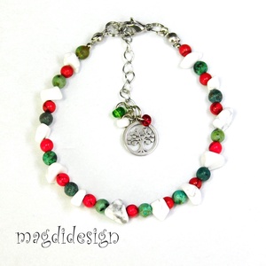 Nemzeti színű ásvány, üveg ékszerszett, karkötő, fülbevaló--Kokárda NEMESACÉL!  - ékszer - ékszerszett - Meska.hu