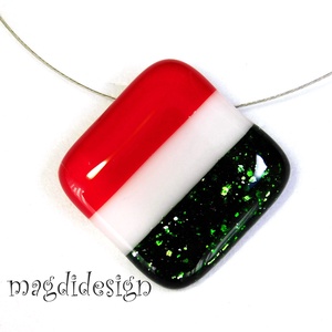 Nemzeti színű üvegékszer szett nyaklánc stiftes fülbevaló-- Kokárda - ékszer - ékszerszett - Meska.hu