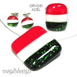 Nemzeti színű üvegékszer gyűrű -- Kokárda - ékszer - gyűrű - statement gyűrű - Meska.hu