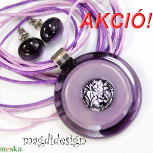 Lila körök dichroic üvegékszer szett nyaklánc stiftes fülbevaló - Meska.hu