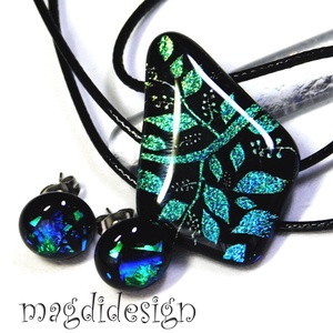 Rügyező ágak üvegékszer szett nyaklánc stiftes fülbevaló 3-  Anyák napjára, Nőnapra - ékszer - ékszerszett - Meska.hu